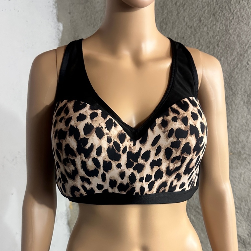 Victoria's Secret Sports Black and Leopard Bra, 40DD
